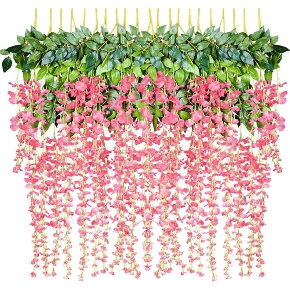 12 Pack 1 Piece 3.6 Feet Artificial Fake Wisteria Vine Ratta Hanging Garland - Picture 1 of 7
